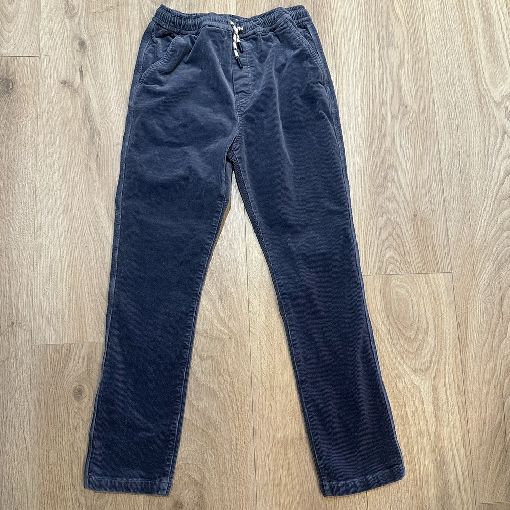 Boden Boys Blue Solid Corduroy Pants Pull-On Elastic Waist Pockets 11-12Y